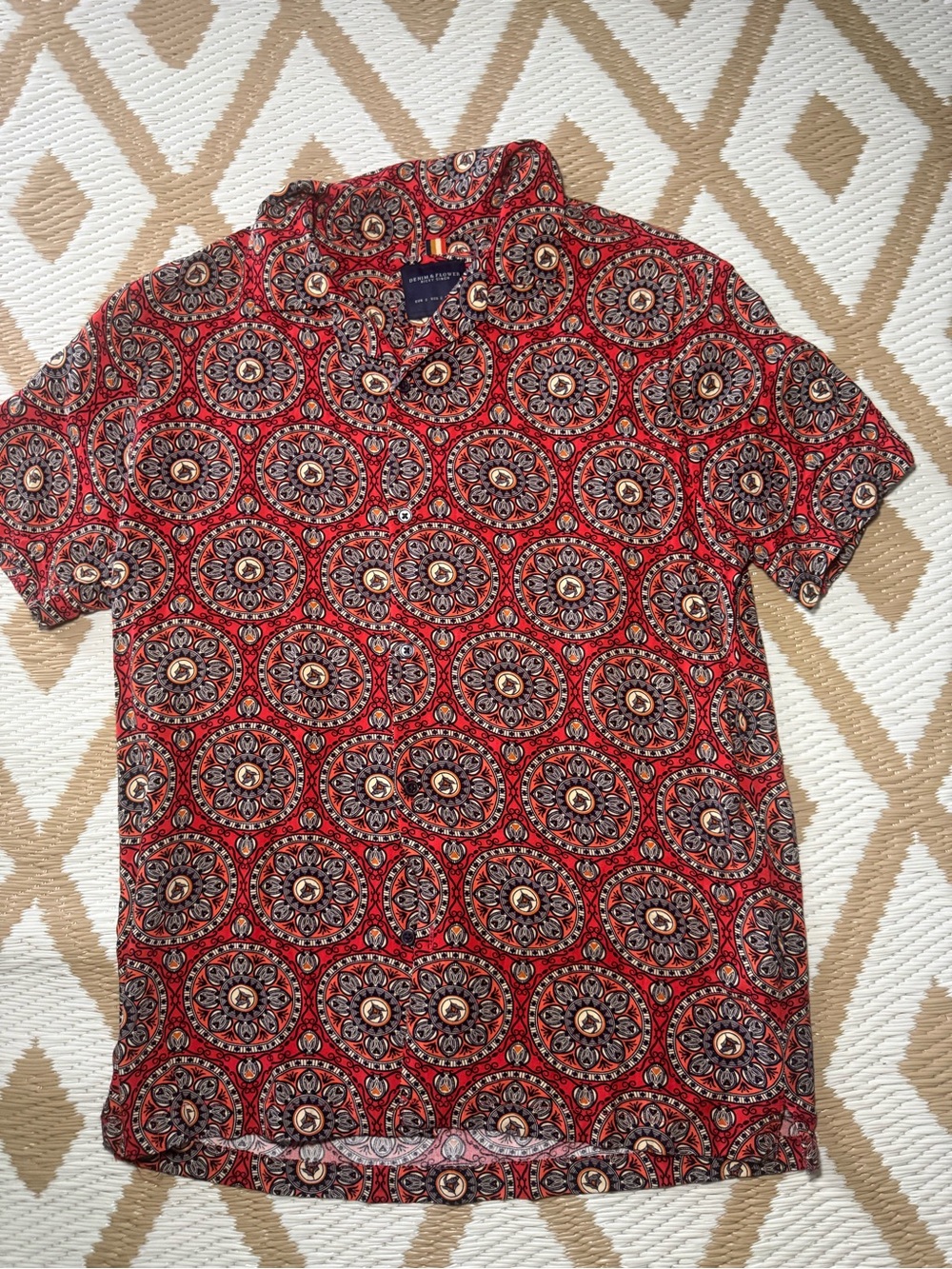 Denim & Flower Red Medallion Short-Sleeve Polo